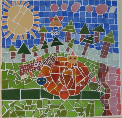 Ecriture et mosaique école Ambroise Thomas